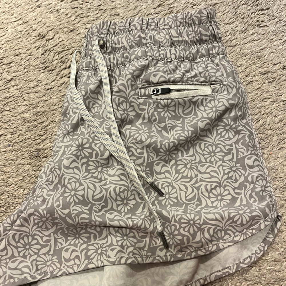 Vuori Floral Gray Drawstring Shorts